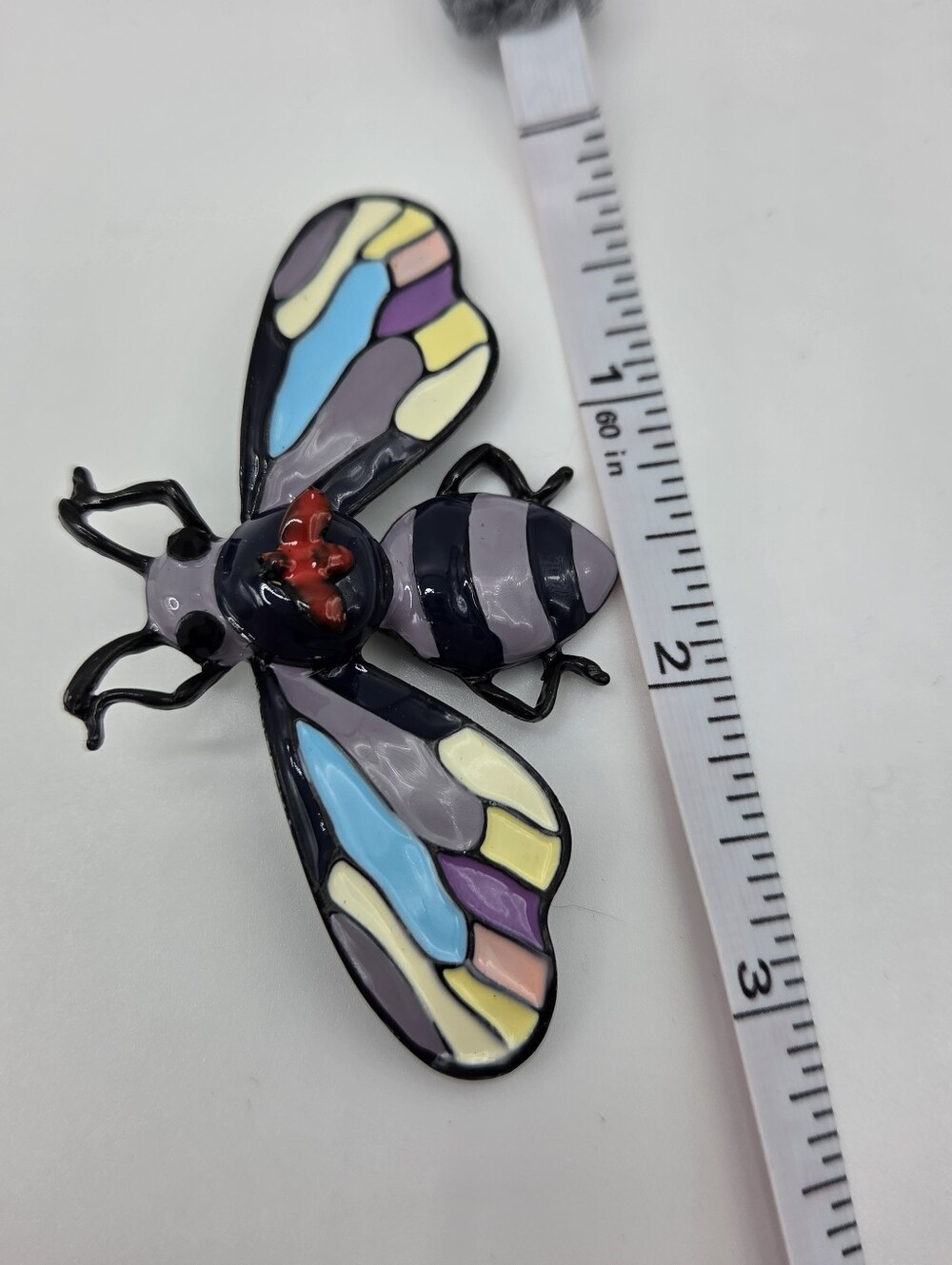 Multicolor Bug Brooch Black Enamel Purple Striped Abdomen New - Picture 3 of 5